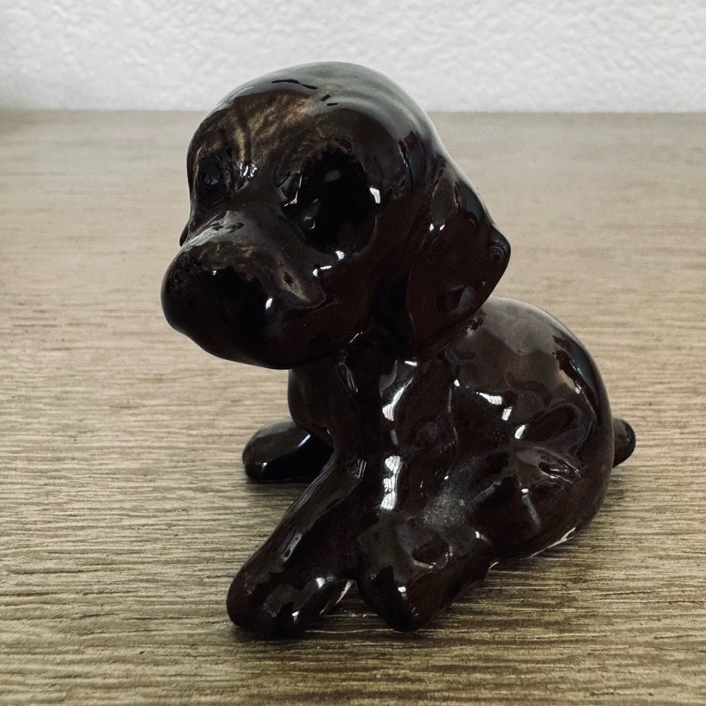 Chocolate Lab Puppy Dog Vintage Ceramic Figurine